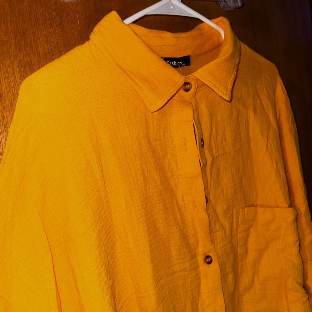 Women’s Mustard Yellow Gauze Button Down